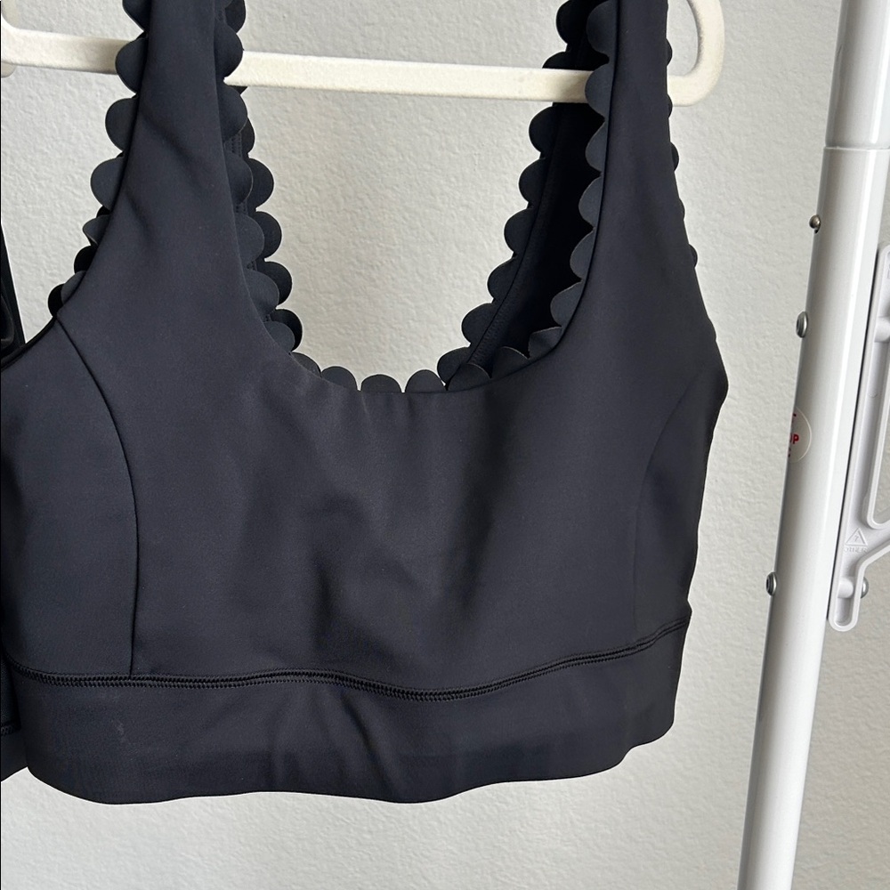 IVL Collective Scalloped Edge Black sports bra